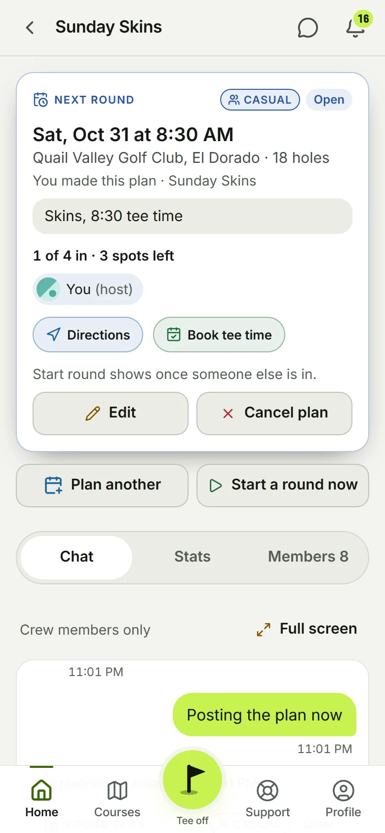 A crew with its next round and chat