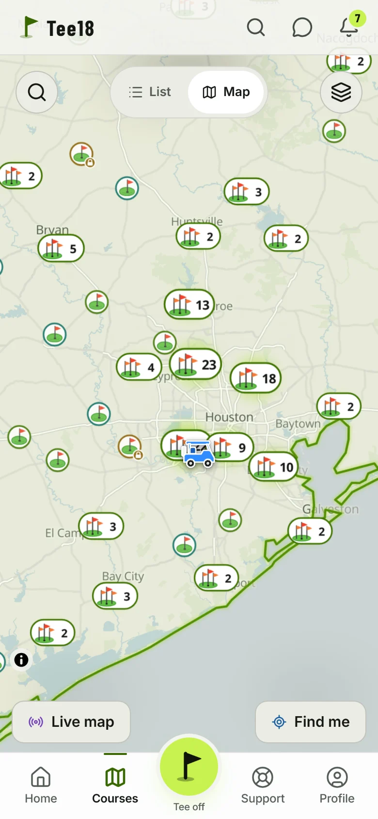 The course map of Houston