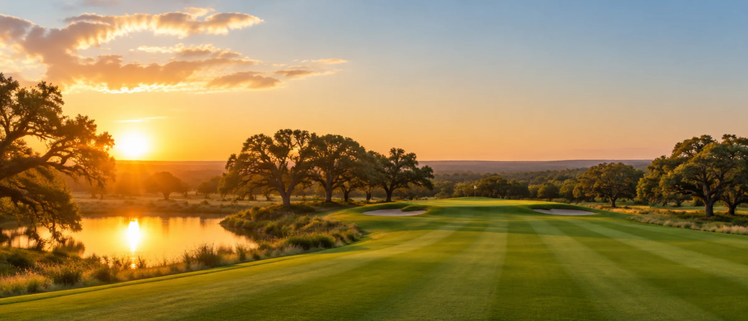 A Texas golf course at sunset